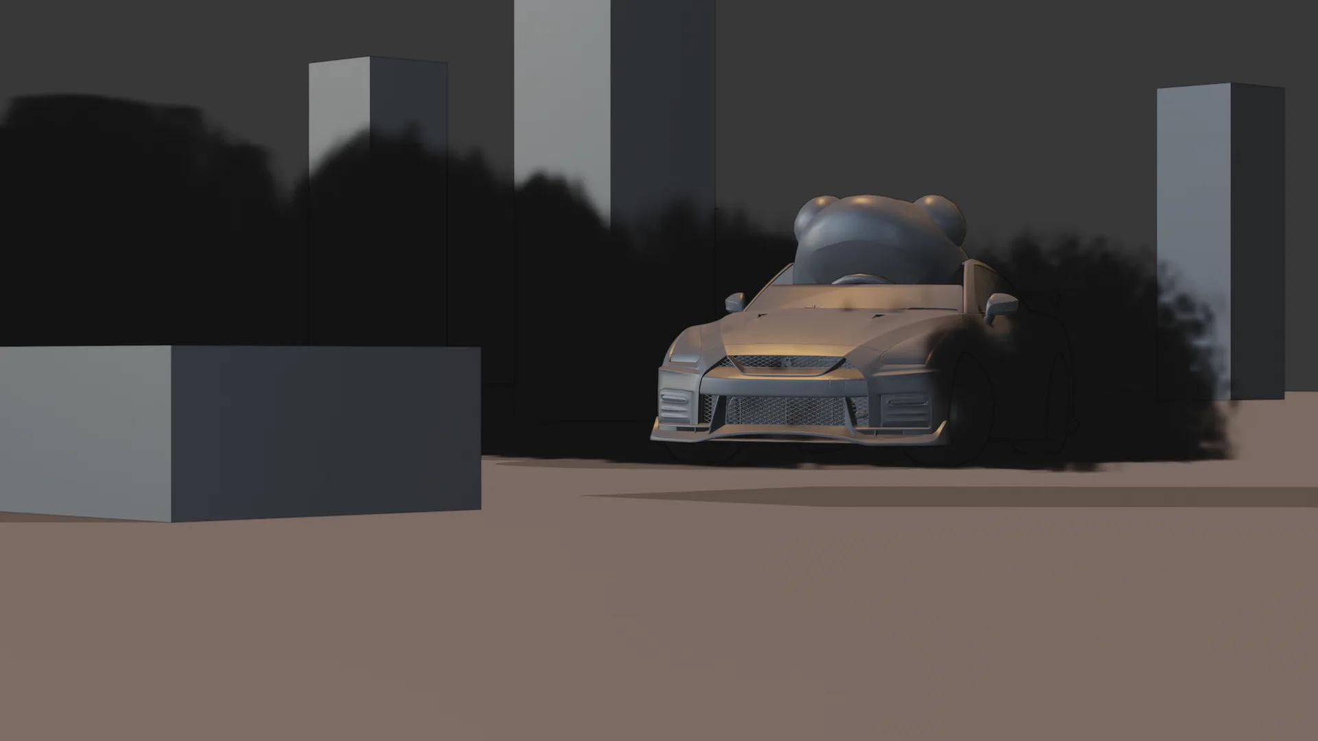 Blocking pass — the froggy car in workbench view